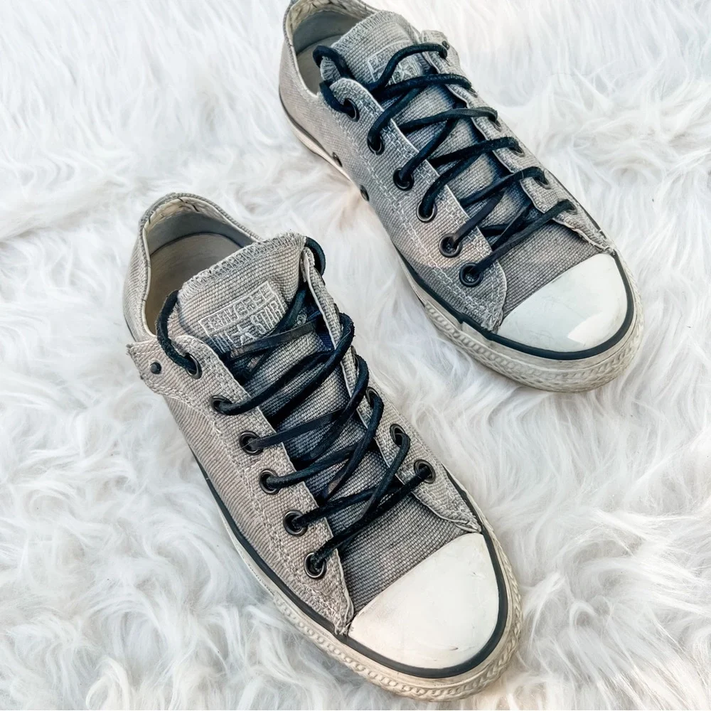 Converse X John Varvatos Collab Low Top Gray Canvas Leather Laces M6 W8 - Picture 8 of 9